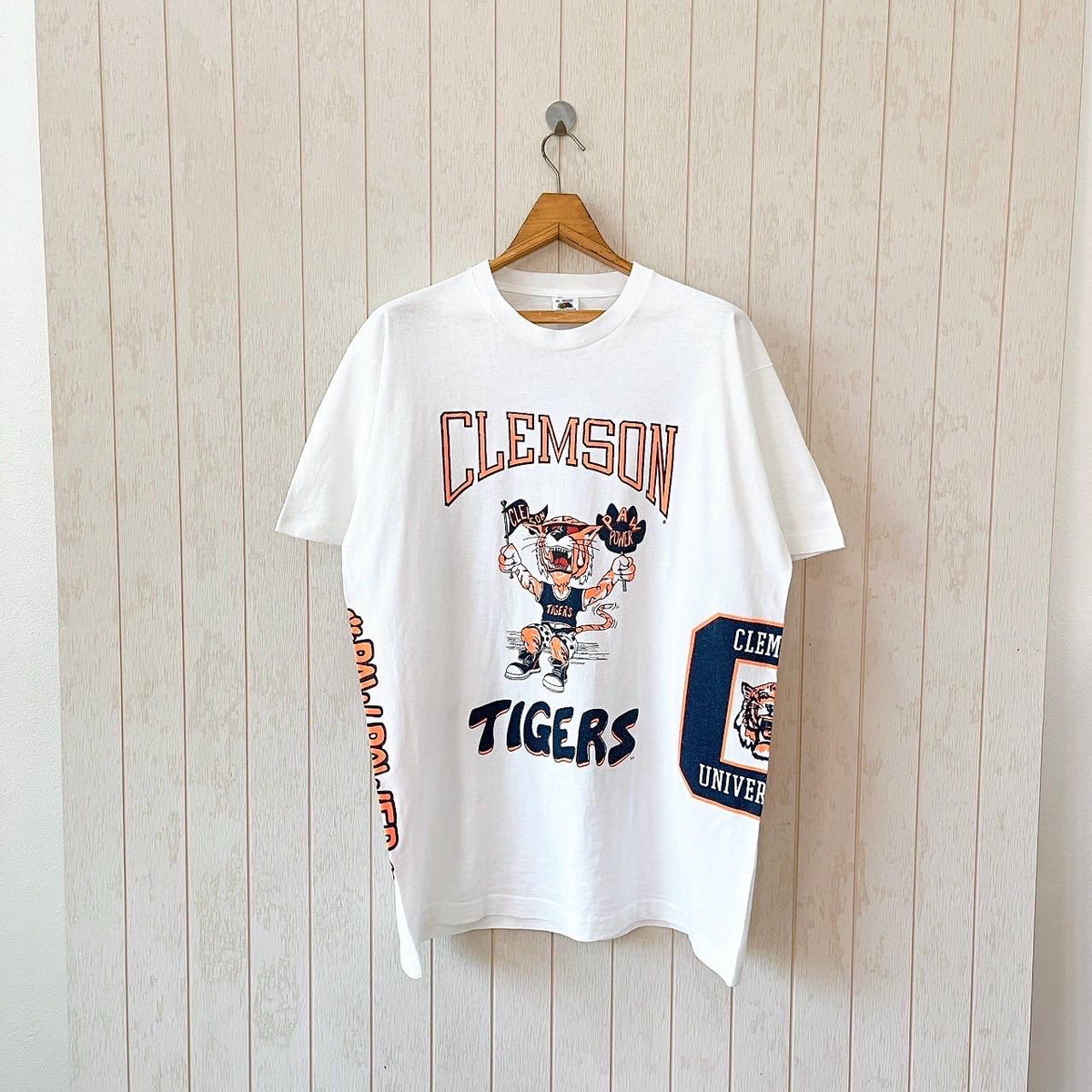 Vintage 90s Clemson Tigers t shirt vintage NCAA t shirt Made in USA vintage Friut of the loom white t shirt size XL Graphic Tee – Aesthetic Look · Must-Have Style