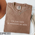 I39m Just Here To Establish An Alibi Shirt Funny True Crime Gift Adult Humor Gag Gift Best Friend Gift Trendy Sarcasm Tee Graphic Tee – Cozy Vibes · Top Pick For Any Outfit