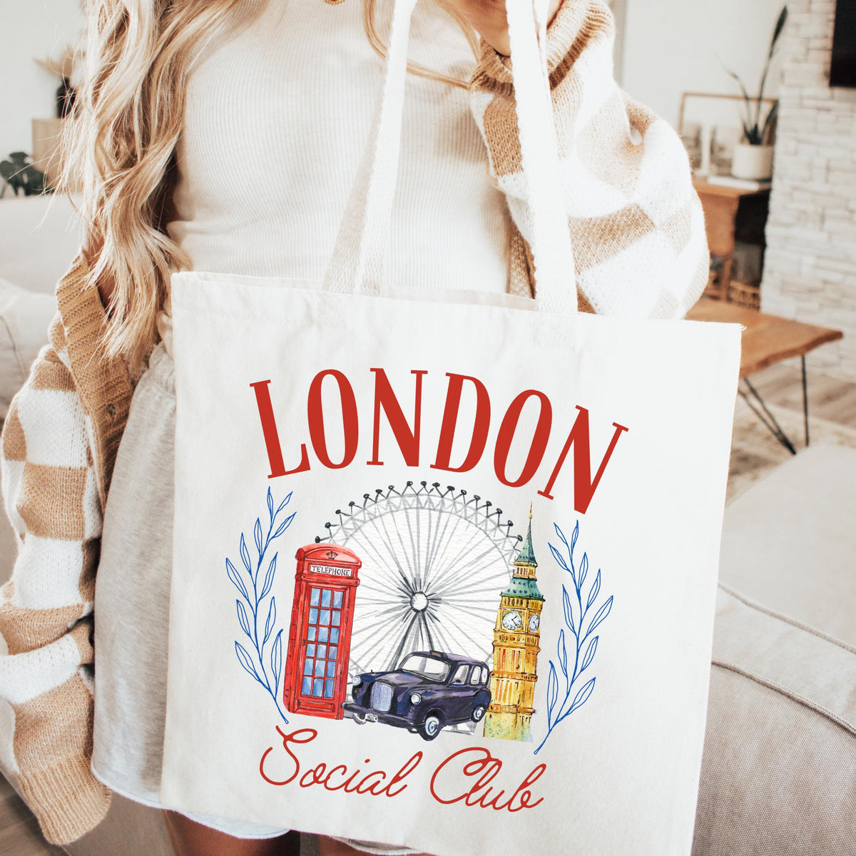 London Tote Bag London Social Club UK Bag UK Gift London Vacation London Gift Study Abroad Gift Tote Bag – Feel-Good Design · High-Quality Print