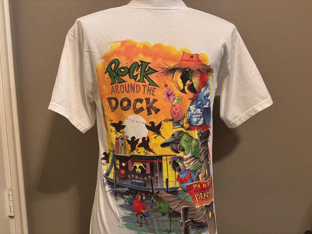 Vintage 90s Parrot Party Caribbean Soul Beach Bird Rock Around The Dock Tshirt M Graphic Tee – Bold Style · Trending Graphic Apparel