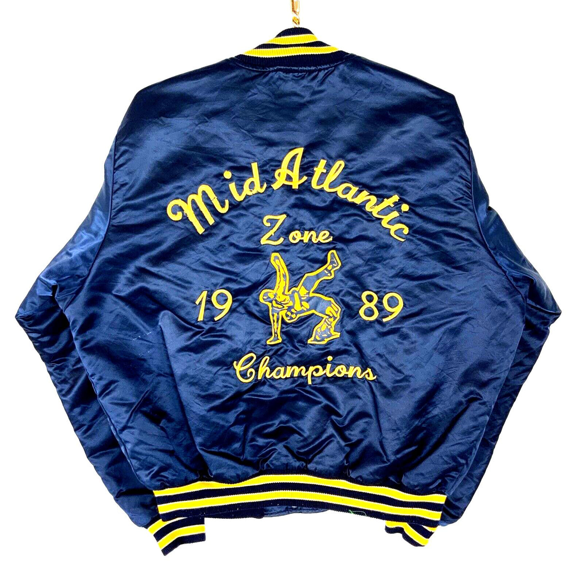 Vintage 1980s Satin Jacket Large Blue Snap Button Wrestling Made Usa Graphic Tee – Fan Favorite · Must-Have Style