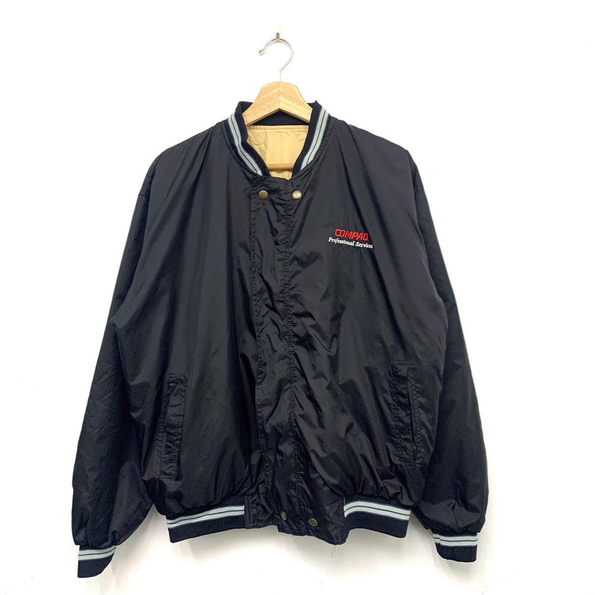 Compaq Computers Reversible Bomber Jacket Size Large Graphic Tee – Warm & Stylish · Top Pick For Any Outfit