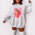 Strawberry Coquette Sweatshirt Coquette Strawberries Strawberry Sweatshirt Strawberry Bow Soft Girl Sweatshirt Coquette Strawberries Sweatshirt – Aesthetic Look · Great Gift For Fans