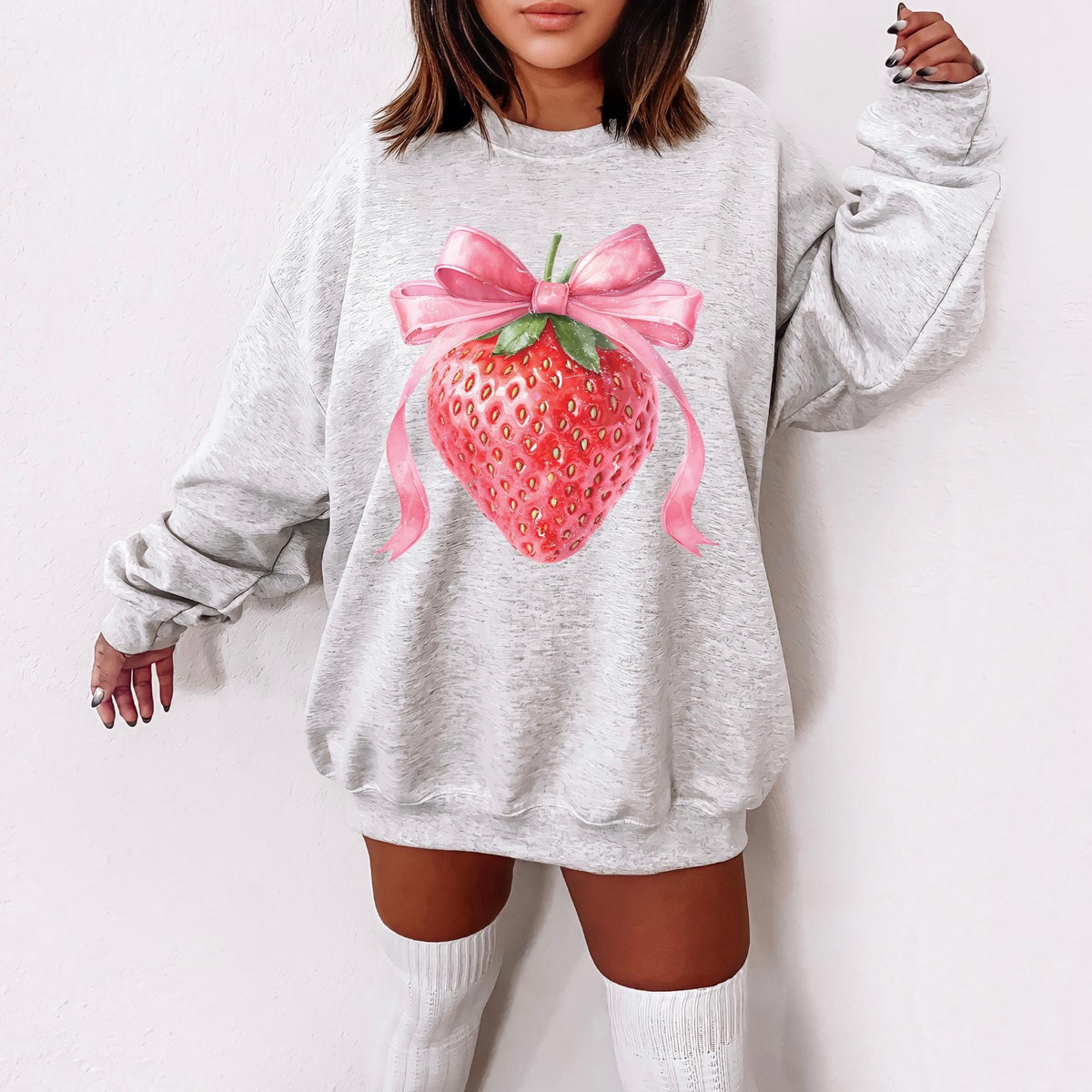 Strawberry Coquette Sweatshirt Coquette Strawberries Strawberry Sweatshirt Strawberry Bow Soft Girl Sweatshirt Coquette Strawberries Sweatshirt – Aesthetic Look · Great Gift For Fans