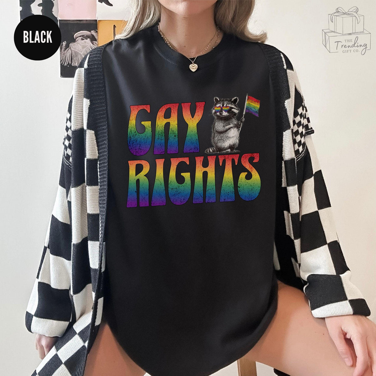 Gay Rights Rainbow Flag Shirt LGBTQ Ally TShirt Funny Raccoon Tshirt Feral Queer Clothing Retro Lesbian Bisexual Social Justice Shirt Graphic Tee – Fan Favorite · Great Gift For Fans