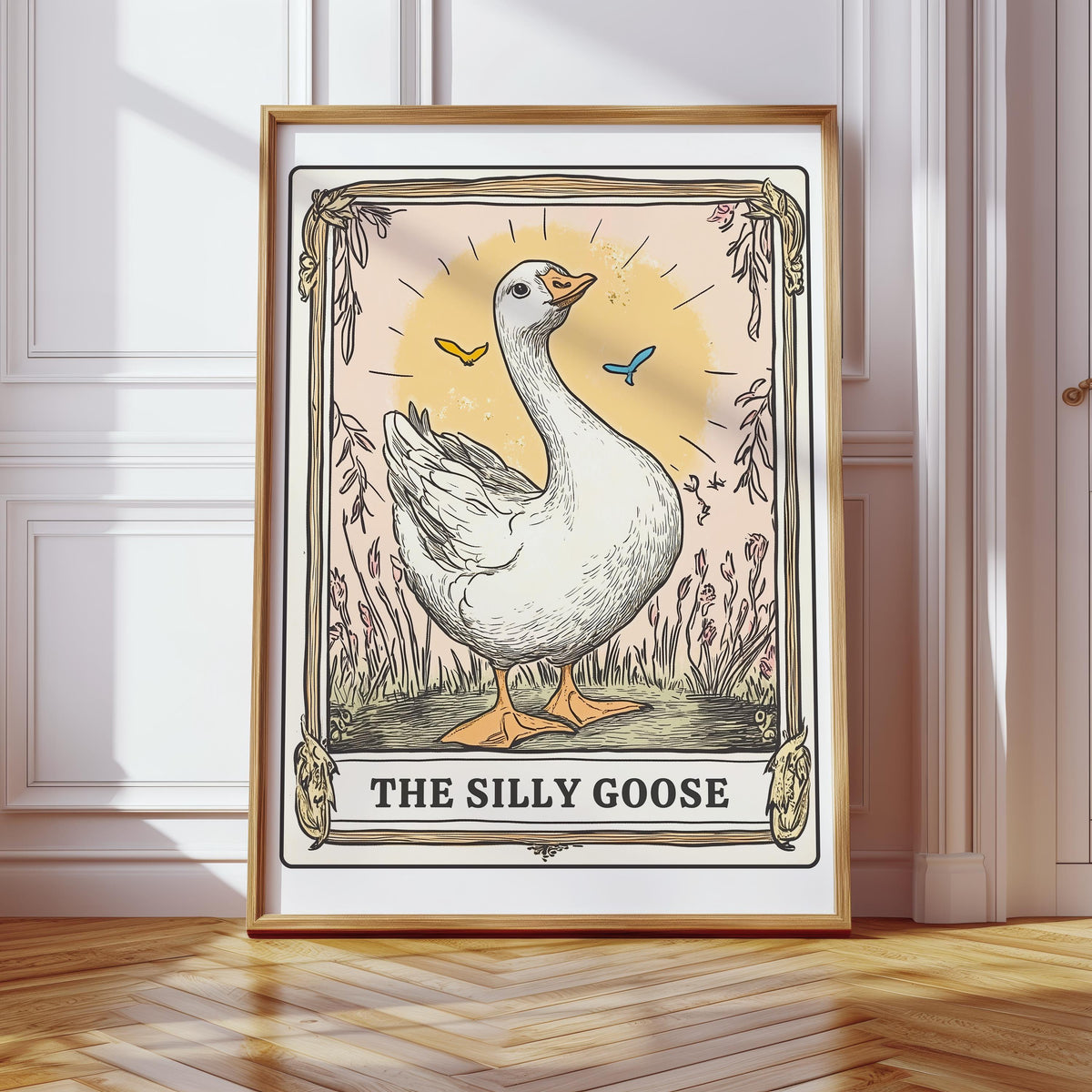 Silly Goose Print Cute Goose Tarot Card Poster For Nursery Farm Animal Coquette Room Decor Pink Girl39s Room Goose Wall Art Graphic Tee – Warm & Stylish · Top Pick For Any Outfit