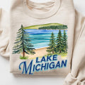 Lake Michigan Sweatshirt Crewneck Gift Retro Watercolor Pullover Sweatshirt – Aesthetic Look · Perfect For Daily Wear