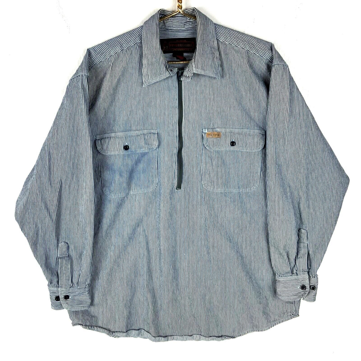 Vintage Five Brother Hickory Stripe Shirt Large Blue 14 Zip Pullover Graphic Tee – Premium Graphic · Top Pick For Any Outfit