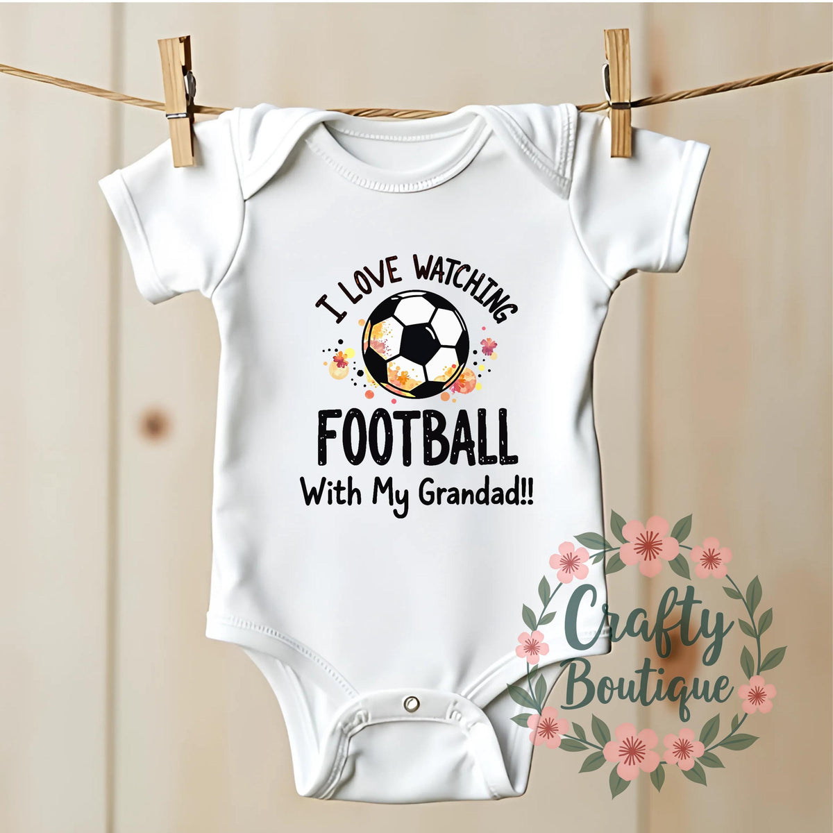 I Love Watching Football With Grandad Funny Newborn Gift Baby Grow Vest Our First Fathers Day I Love Grandad Football Fan Gift 1202 Graphic Tee – Bold Style · Must-Have Style