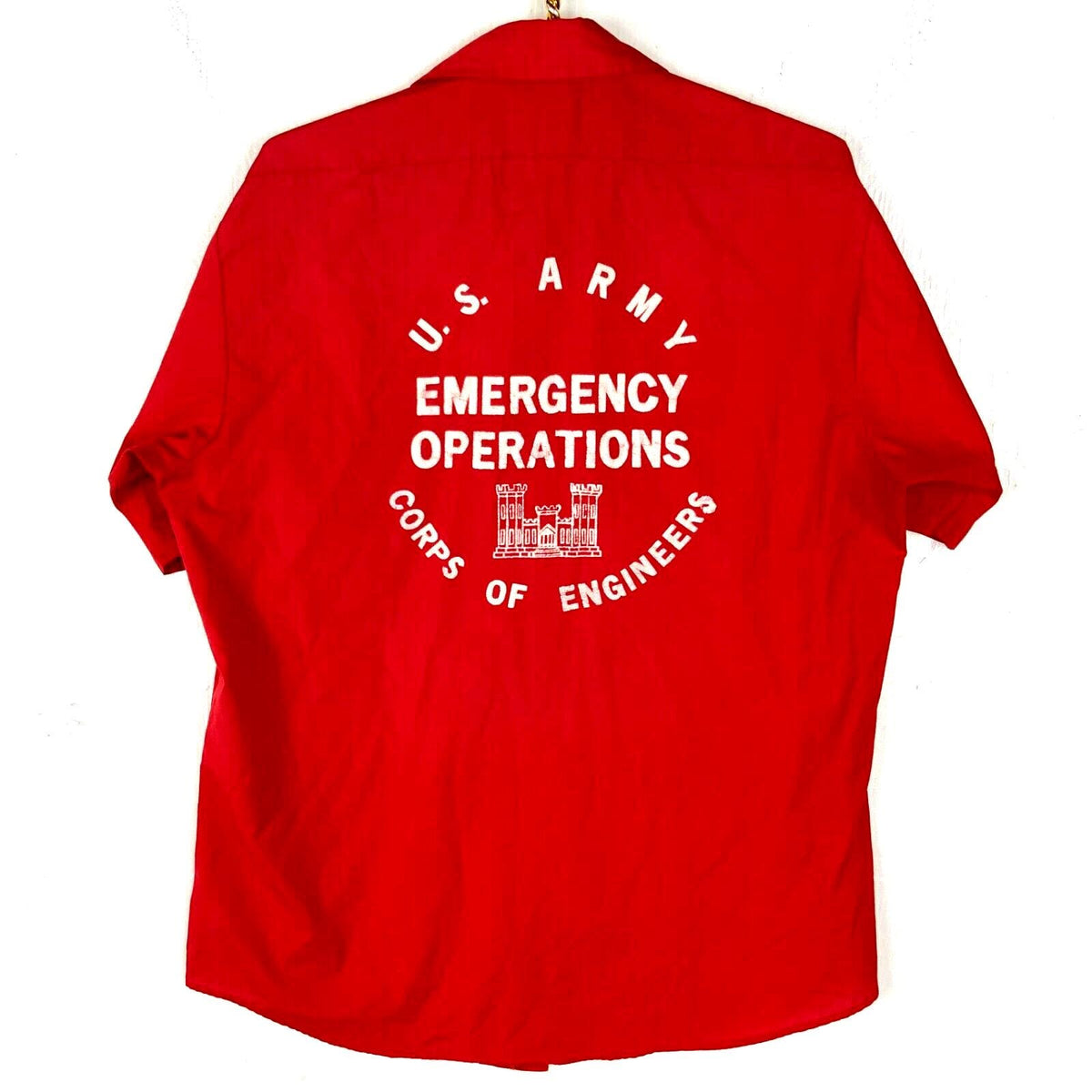 Vintage US Army Emergency Operations Shirt Large Red Short Sleeve Button Up Graphic Tee – Bold Style · Great Gift For Fans