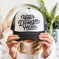 Foam Trucker Cap Mockup Printify Otto Foam Black Trucker Hat Mockup Mesh Hat Mockup Black White Trendy Mockup Best POD Custom Hat Mockup Graphic Tee – Cozy Vibes · Must-Have Style