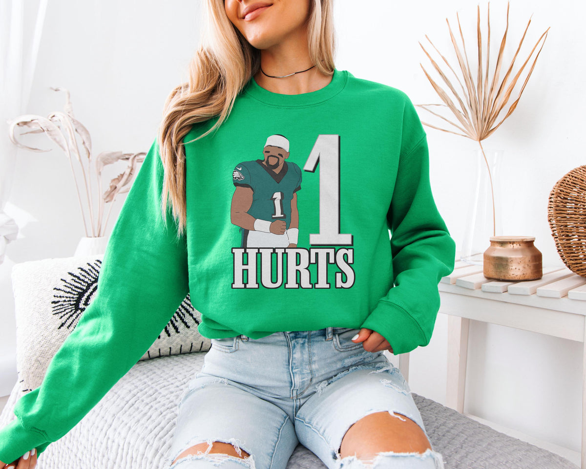 Hurts Graphic Shirt Vintage 90s 1Quarterback Homage Retro Classic Graphic Tee Bootleg Football Unisex Sport Sweatshirt Fan Gift Sweatshirt – Bold Style · Great Gift For Fans