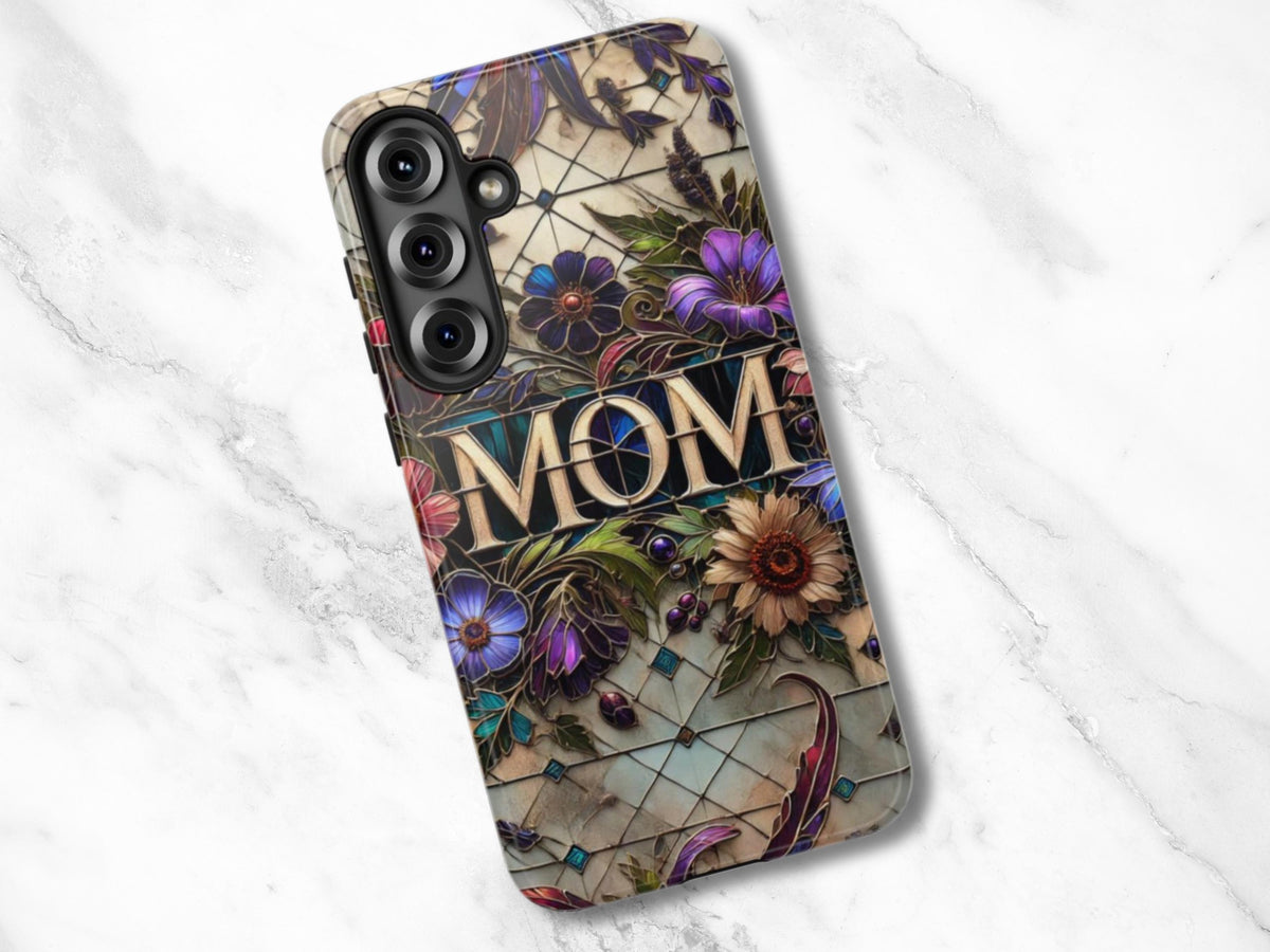 Faux Stained Glass Mom Android Phone Case Unique Mother39s Day Elegant Gothic Floral Aesthetic Gift for Her Google Pixel Samsung Galaxy Graphic Tee – Warm & Stylish · Perfect For Daily Wear