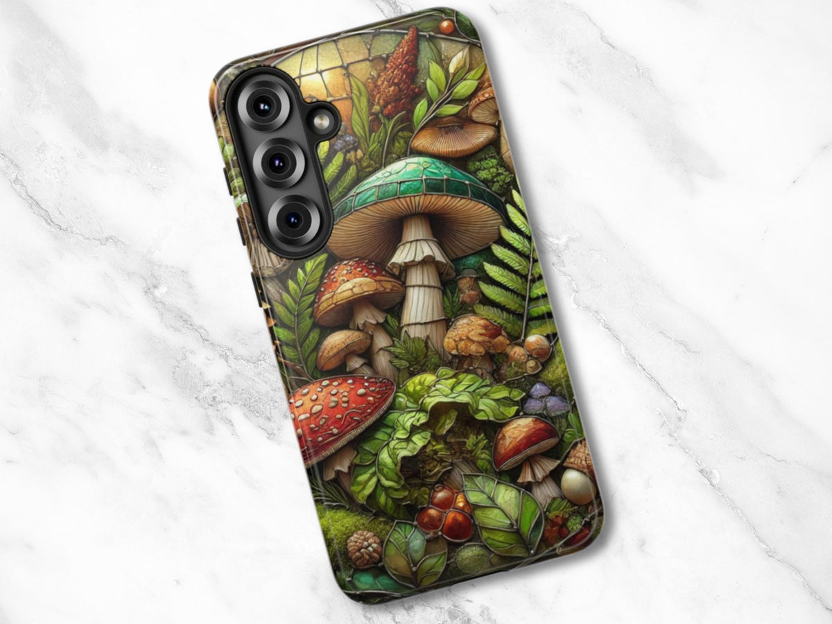 Goblincore Faux Stained Glass Android Phone Case Mushroom Forestcore Aesthetic Fantasy Nature Unique Witchy Gift Eco Goth Samsung Case Graphic Tee – Fan Favorite · Top Pick For Any Outfit