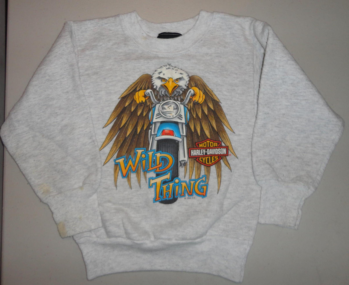 Vintage 9039s Harley Davidson Motorcycles Darlington MD Wild Thing Eagle Toddler Sweatshirt 24 Sweatshirt – Aesthetic Look · High-Quality Print