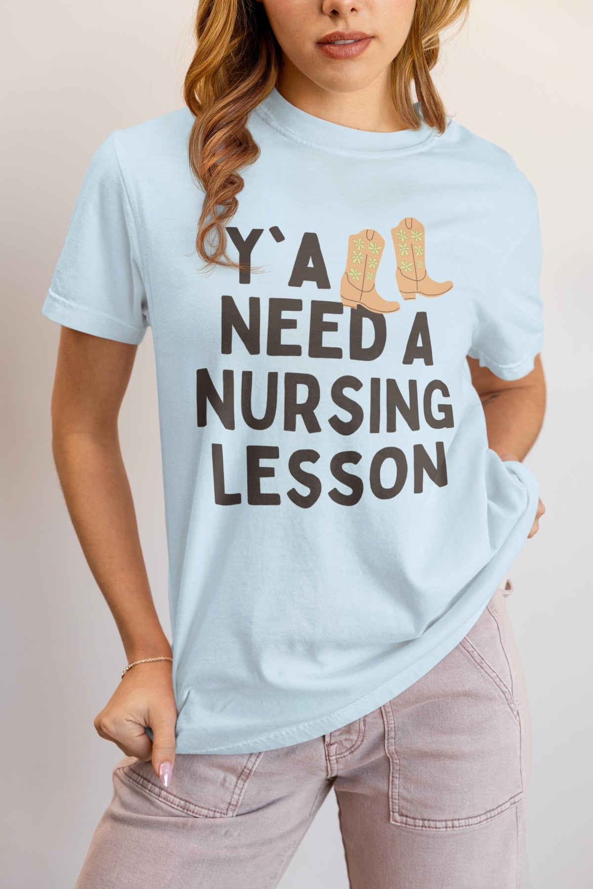 Nursing Teacher TShirt Groovy Western Vibe Y39all Need a Nursing Lesson Registered Nurse Educator Nursing School Matching Professor Tee Graphic Tee – Fan Favorite · High-Quality Print
