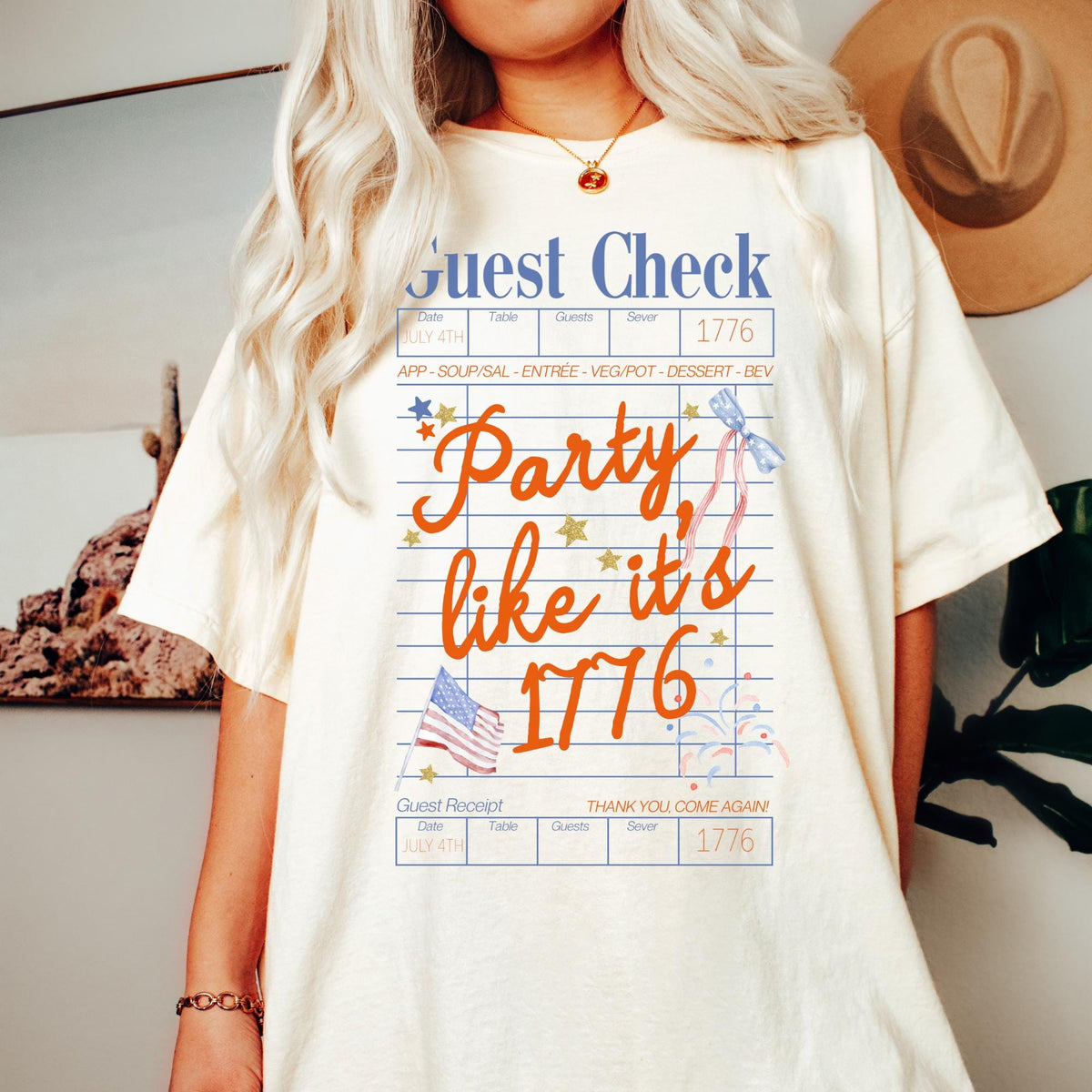 Guest Check Shirt July 4th Tee Independence Day Shirt TShirt Usa Patriotic Tee 4th of July Party TShirt Trendy Usa Celebration Shirt Graphic Tee – Bold Style · Perfect For Daily Wear