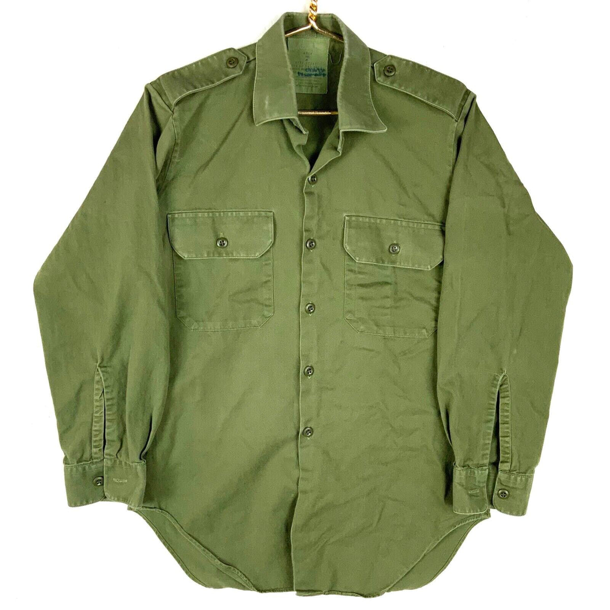 Vintage Us Army Og107 Button Up Shirt Size 3781 Green Button Up 1987 Graphic Tee – Soft Feel · High-Quality Print