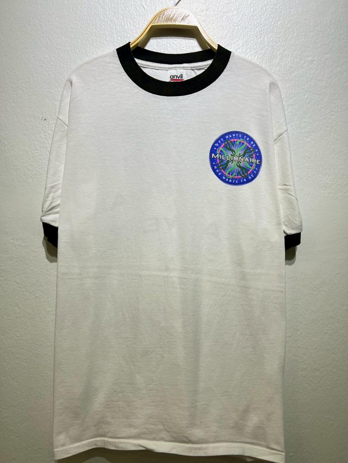 Vintage 90s Who Wants To Be A Millionaire TV Show Logo Ringer Tee L Final Answer Graphic Tee – Aesthetic Look · Great Gift For Fans