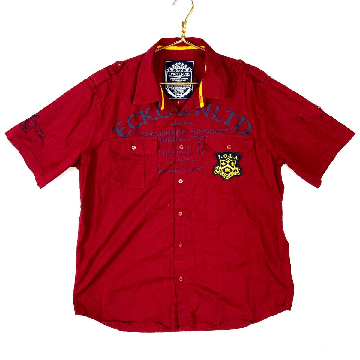 Vintage Y2K Eck Unltd Shirt XL Red Short Sleeve Button Up Graphic Tee – Premium Graphic · Great Gift For Fans