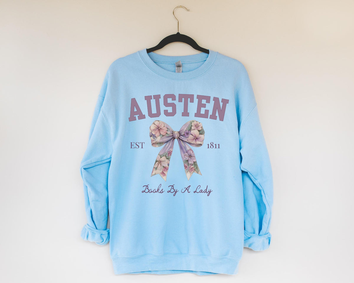 Jane Austen Sweatshirt with Cute Floral Bow Books by a Lady Cute Historical Romance Shirt for Bookworm Classic Literature Romance Reader Sweatshirt – Fan Favorite · Must-Have Style