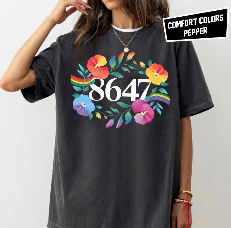 8647 Floral Rainbow Retro Shit Democrat 8647 T Shirt Liberal Shirt Pro Immigration Shirt Inclusion And Equality Tee Graphic Tee – Fan Favorite · Top Pick For Any Outfit