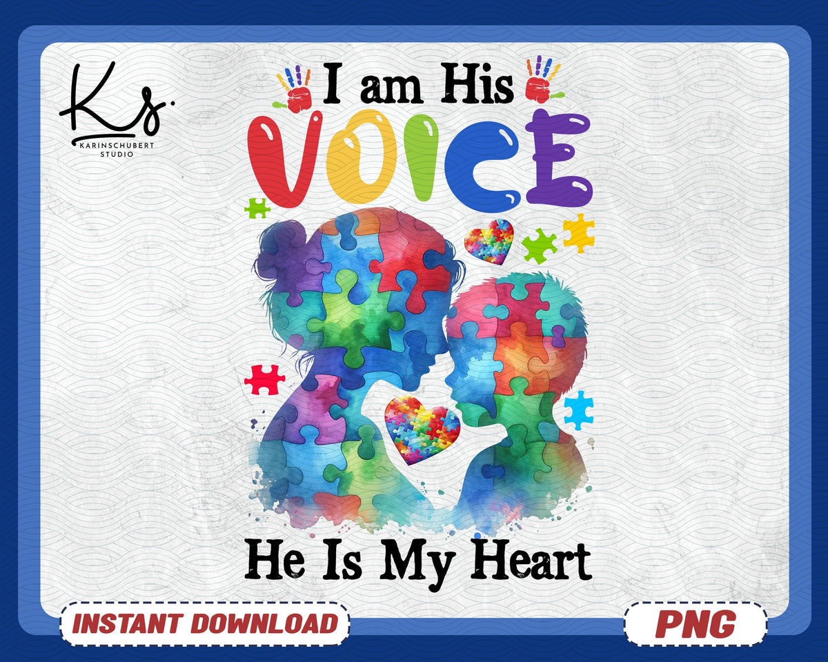 Autism Awareness Mom And Son Png I Am His Voice He Is My Heart Autism Parents Png Puzzle Piece Png Design Autism Support Shirt Design Graphic Tee – Warm & Stylish · Top Pick For Any Outfit
