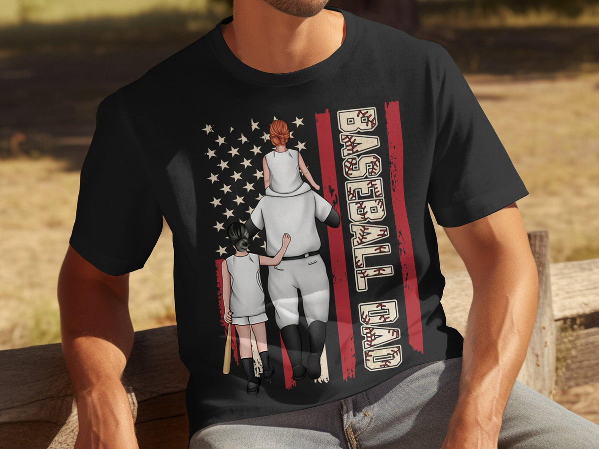 Fathers day gift for dad mens t shirt for fathers day dad t shirt baseball dad with kids graphic tee fathers day baseball shirt Graphic Tee – Aesthetic Look · Great Gift For Fans