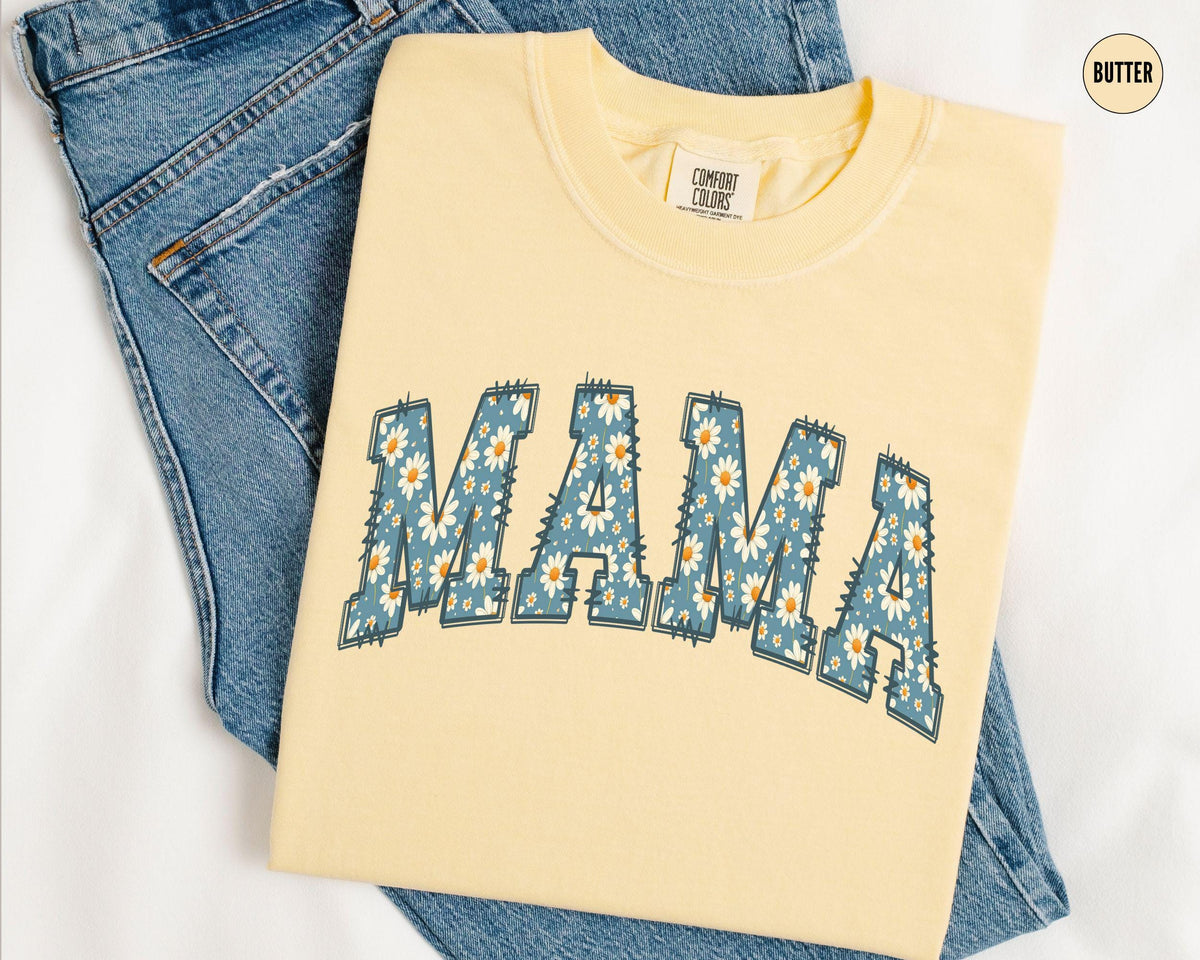 Mama Daisy Shirt Floral Mom Shirt New Mom Pregnancy AnnouncementBaby Announcement Tee Mothers Day Gift Baby Shower Gifts Graphic Tee – Aesthetic Look · High-Quality Print