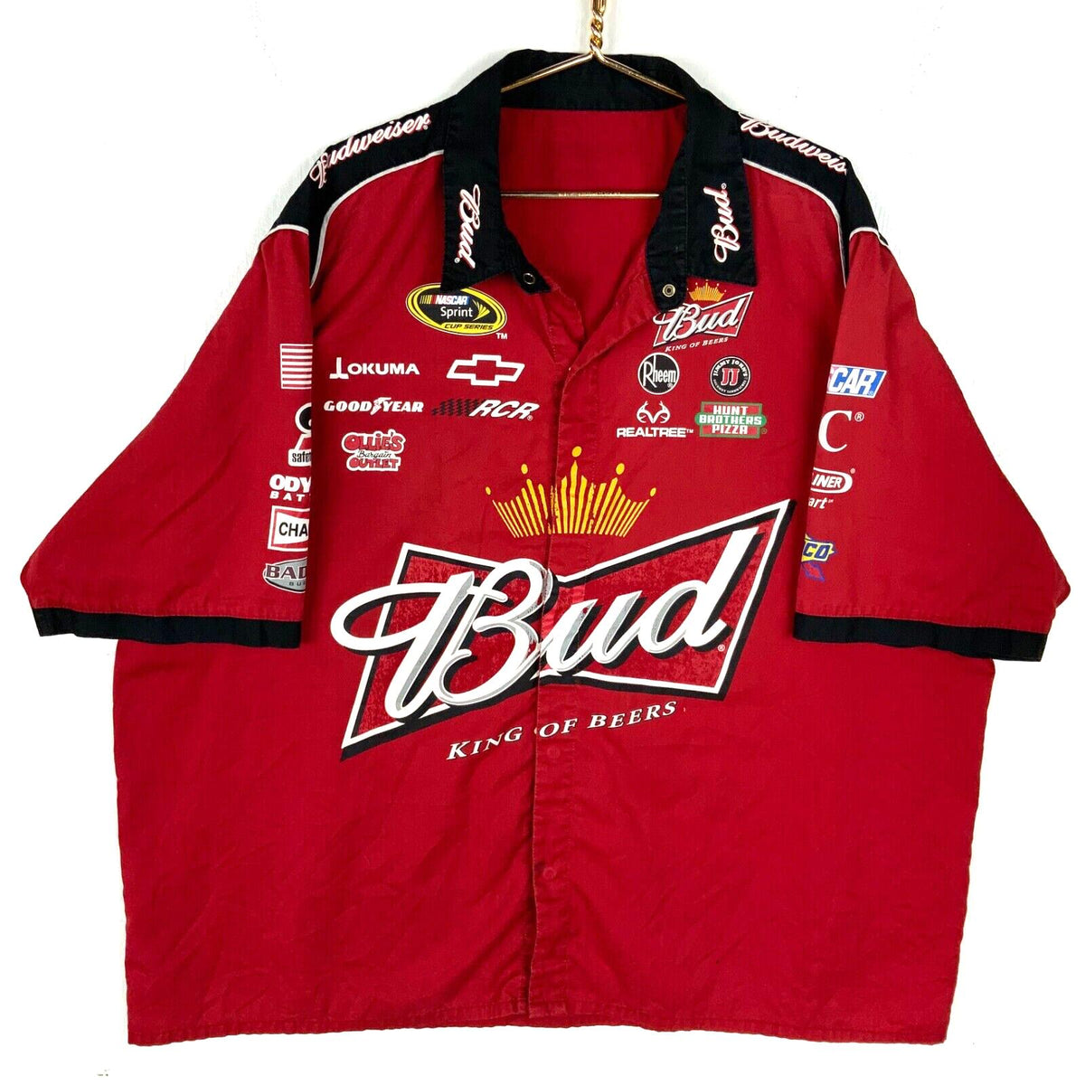 Nascar Budweiser Shirt 3XL Red Snap Button Short Sleeve Graphic Tee – Fan Favorite · Perfect For Daily Wear