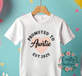 Promoted To Auntie 2025 Baby Announcement Tshirt New Family Member Shirt Auntie Gift Pregnancy Reveal Godmother Aunt T Shirt 1186 Graphic Tee – Warm & Stylish · Trending Graphic Apparel