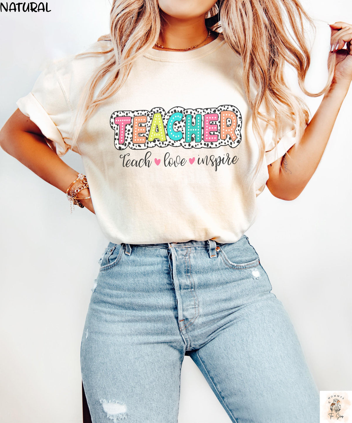 Teach Love Inspire Teacher Shirt Colorful Teacher Appreciation Tee Cute Teacher Gift Inspirational Shirt for Women School Staff Tee Graphic Tee – Everyday Comfort · Top Pick For Any Outfit