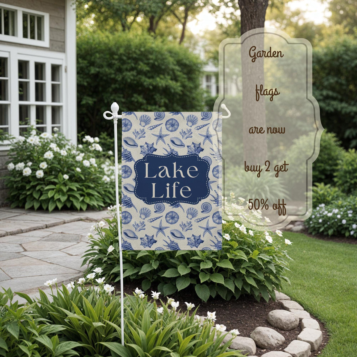 Lake House Garden Flag Sea Theme Double Sided Yard Flag Beach Theme Garden Sign Beach House Porch Flag Lake Life Yard Decor Gift Graphic Tee – Cozy Vibes · High-Quality Print