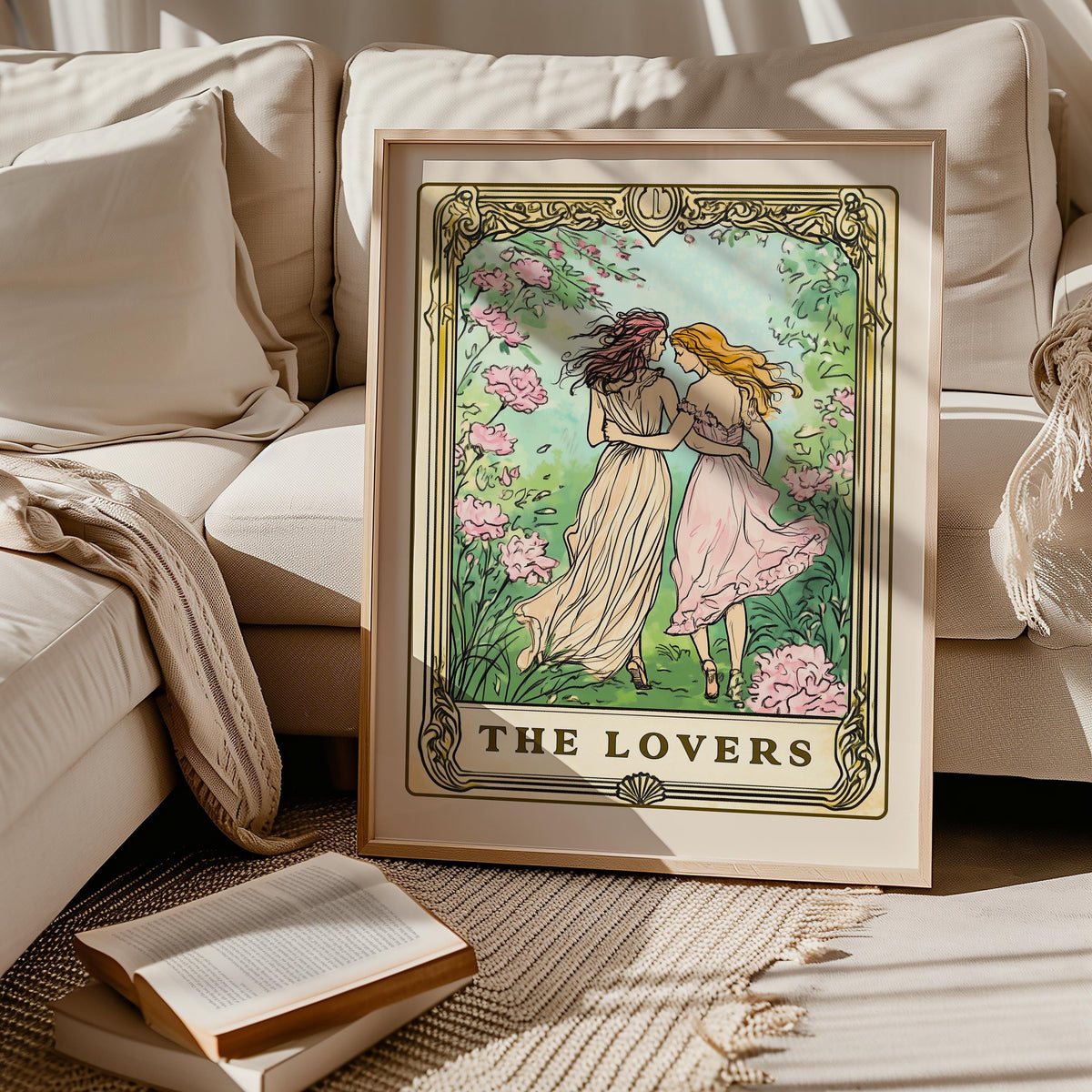 Lesbian Art Print The Lovers Tarot Card Sapphic Poster Bisexual Dorm Decor Subtle Pride Wall Art Queer Couple Anniversary Gift Graphic Tee – Everyday Comfort · Must-Have Style