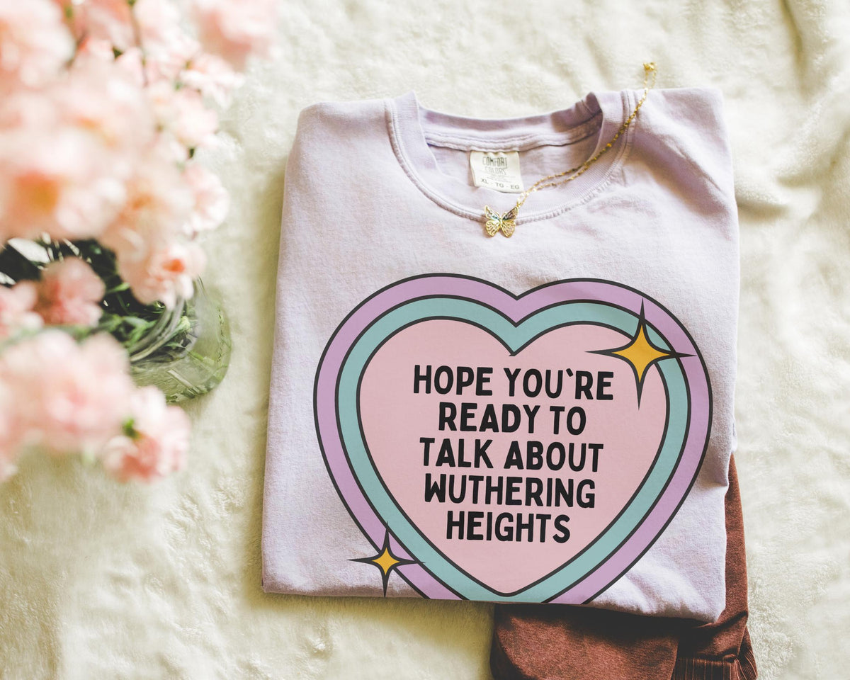 Wuthering Heights by Emily Bronte TShirt Classic Literature Bookworm Present Gothic English Literature Teacher Heathcliff and Catherine Graphic Tee – Aesthetic Look · Perfect For Daily Wear