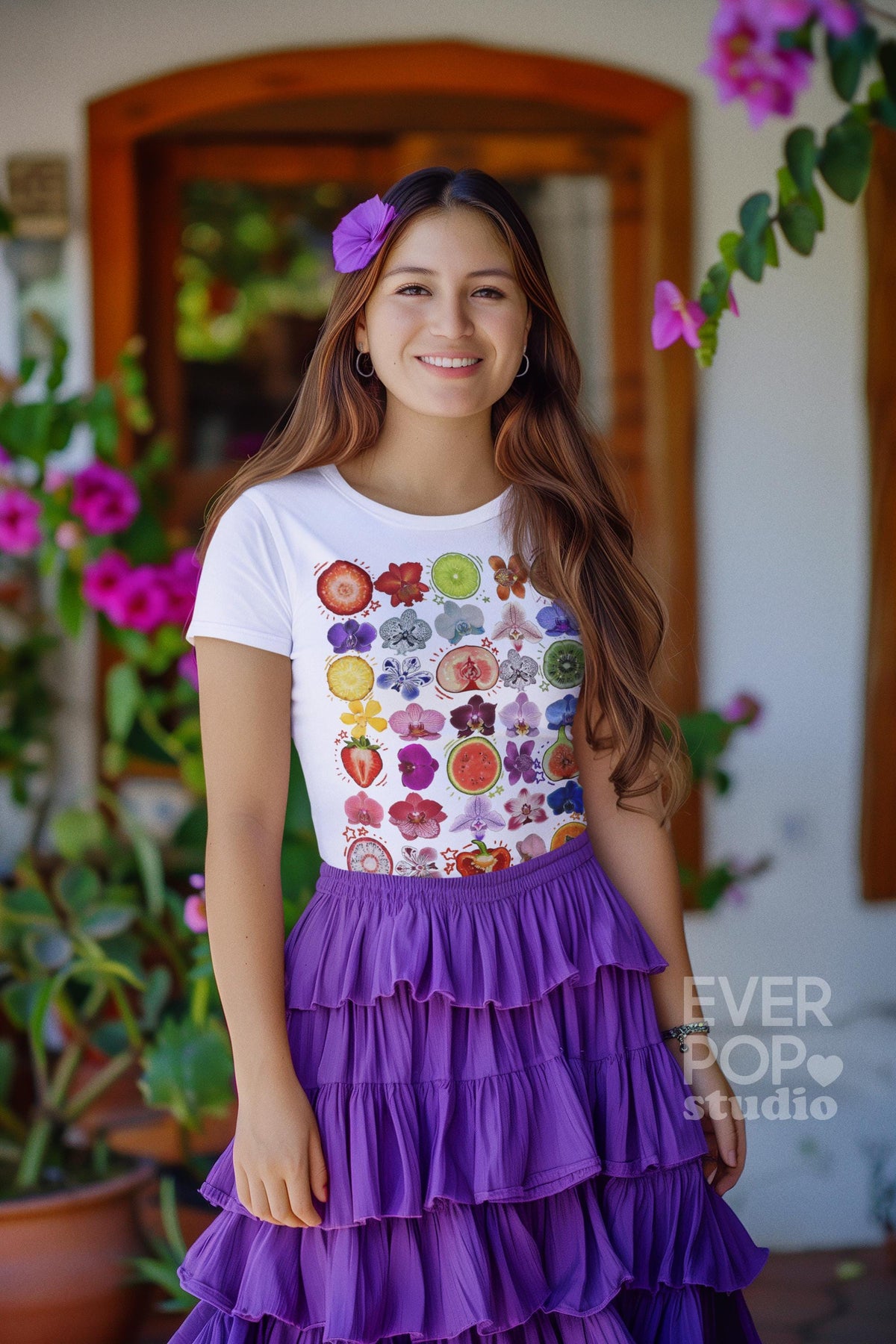 Fruit Seed Shirt Farm Graphic Tee Strawberry T Shirt Watermelon Tshirt Peach Kiwi Flower Botanical Floral Top Multicolor Colorful Graphic Tee – Easygoing Wear · Great Gift For Fans