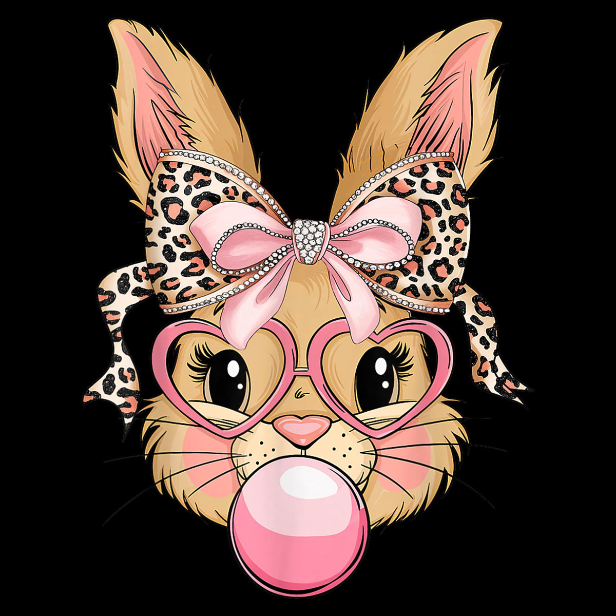 Adorable Bunny Rabbit Face with Leopard GlassesCute Girl Easter Day PNG DesignBunny Rabbit PngEaster Bunny DesignCute Bunny Face Graphic Tee – Premium Graphic · Must-Have Style