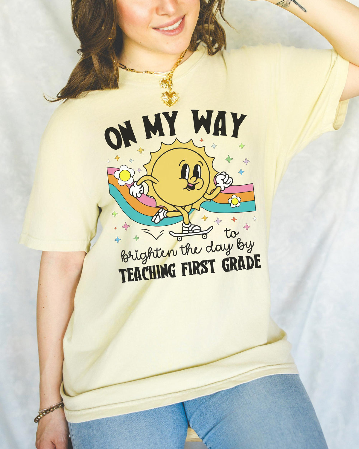 First Grade Teacher Tee Shirt Matching First Grade Crew TShirt for First Day of School Groovy Retro Aesthetic Teacher Appreciation Gift Graphic Tee – Feel-Good Design · Must-Have Style