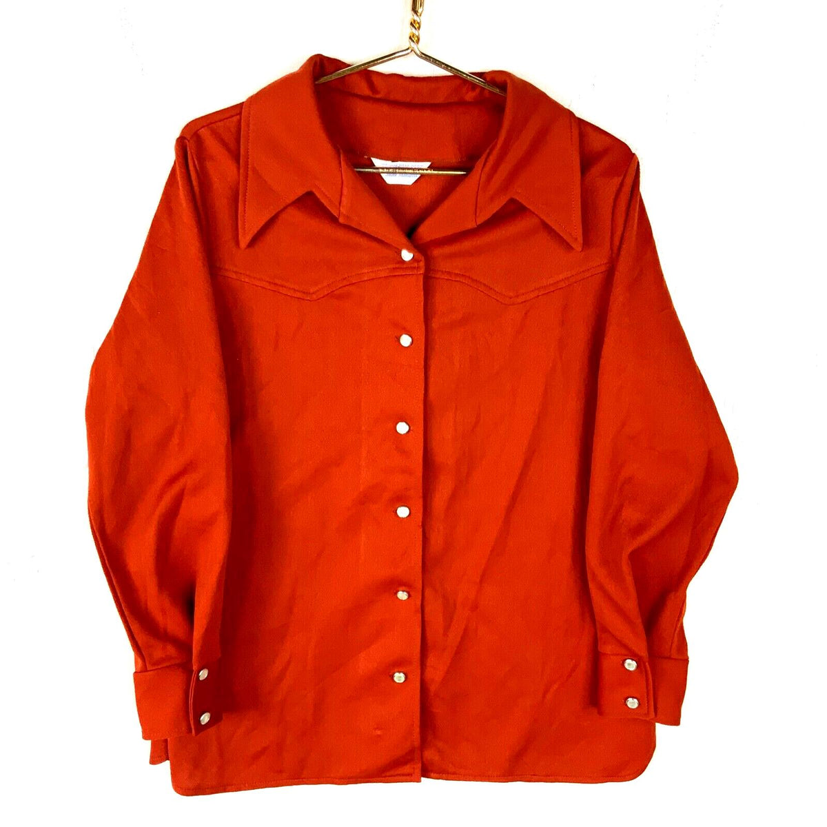 Vintage Sears Shirt Medium Orange Long Sleeve Button Up 1970s Graphic Tee – Warm & Stylish · Must-Have Style