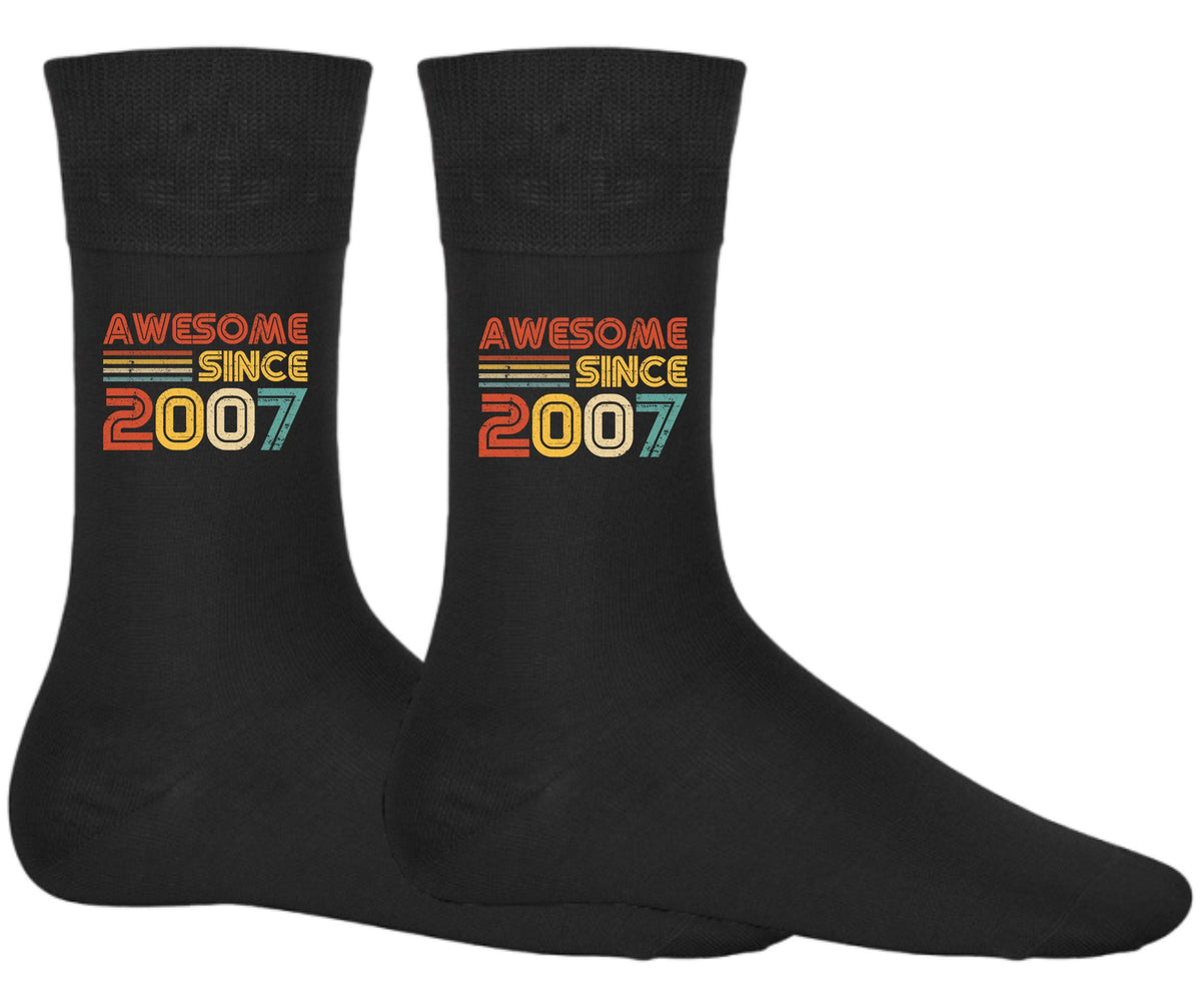 Awesome Since 2007 Socks 18th Birthday Gift for Men Women 18 Years Old Born in 2007 Fun Socks Birthday Party Socks Graphic Tee – Easygoing Wear · Must-Have Style