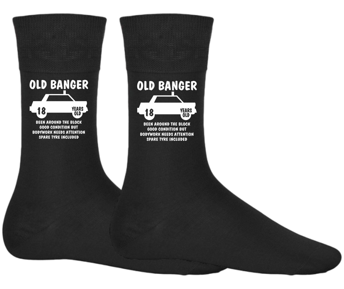 Old Banger Socks 18th Birthday Socks Fun Birthday Socks 2007 Birthday Gift Novelty Socks For Men Socks For Women Graphic Tee – Feel-Good Design · Trending Graphic Apparel