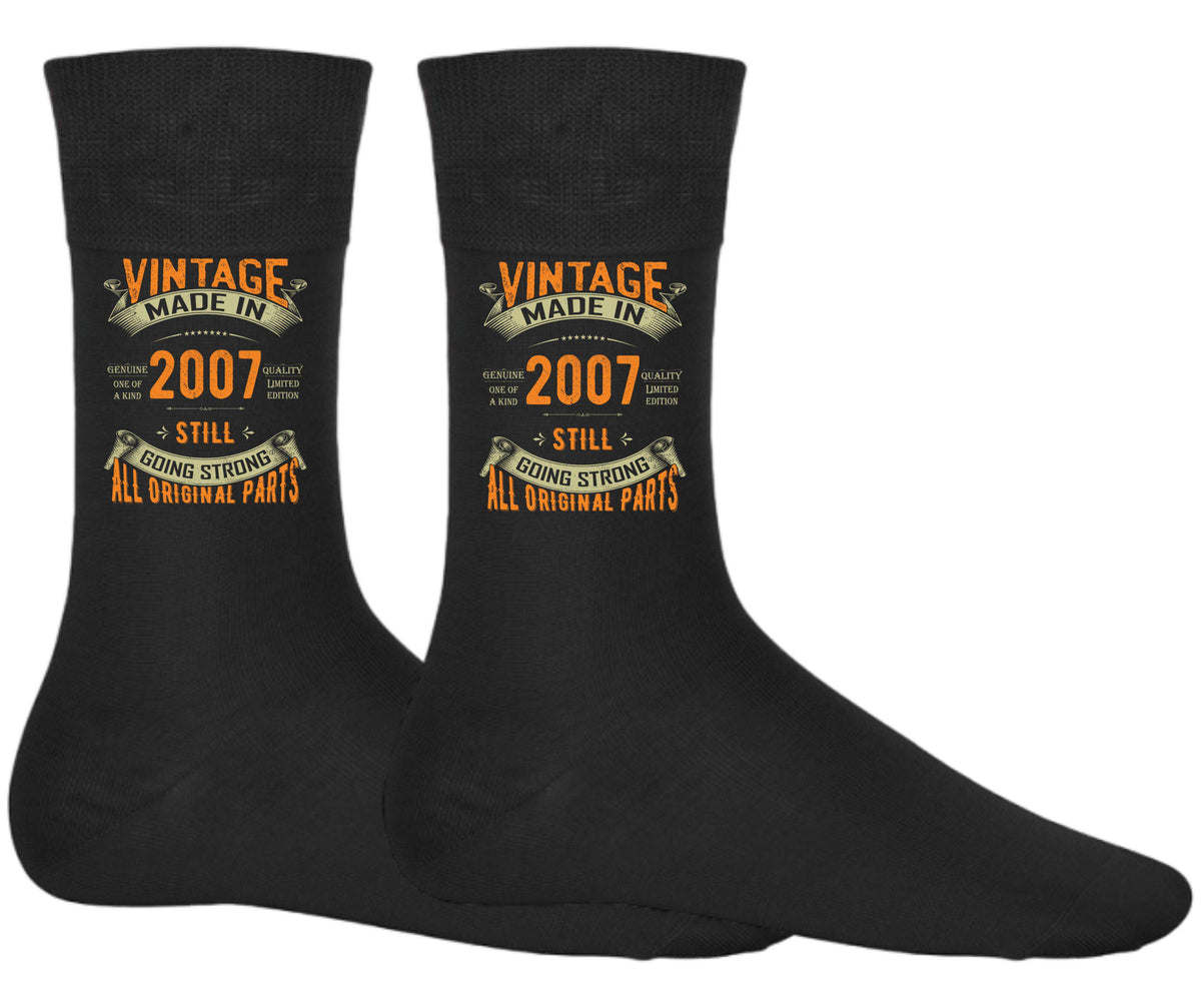 18th Birthday Socks Born in 2007 Mens Womens Vintage Socks 18 Years Old Socks Fun Socks for Birthday Birthday Socks Gift Graphic Tee – Soft Feel · Must-Have Style