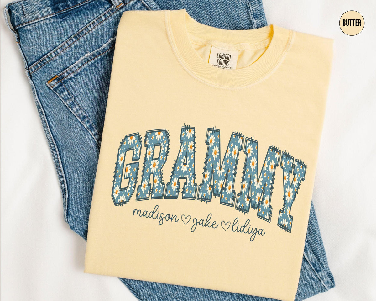 Comfort Colors Grammy Shirt Custom Grammy Daisy Shirt Gramma TShirt Grandkid Names Personalized Grandma Mothers Day Gift Granny Outfit Graphic Tee – Easygoing Wear · Must-Have Style