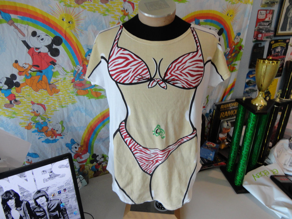 Vintage 9039s Bikini Thong Stripe Cover Up beach AOP Hawaii T Shirt Size XL Graphic Tee – Bold Style · Trending Graphic Apparel