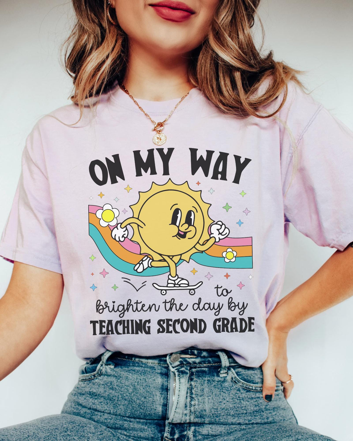 Second Grade Teacher Tee Shirt Matching Second Grade Crew TShirt for First Day of School Groovy Retro Aesthetic Teacher Appreciation Gift Graphic Tee – Everyday Comfort · Perfect For Daily Wear