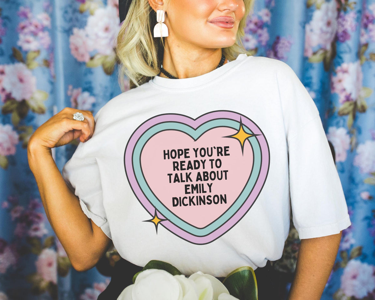Emily Dickinson Bookish Tee Shirt with Cute Retro Heart Gift for Bookworm Who Loves 19th Century Writers Womens History Poetry Tee Shirt Graphic Tee – Easygoing Wear · Great Gift For Fans