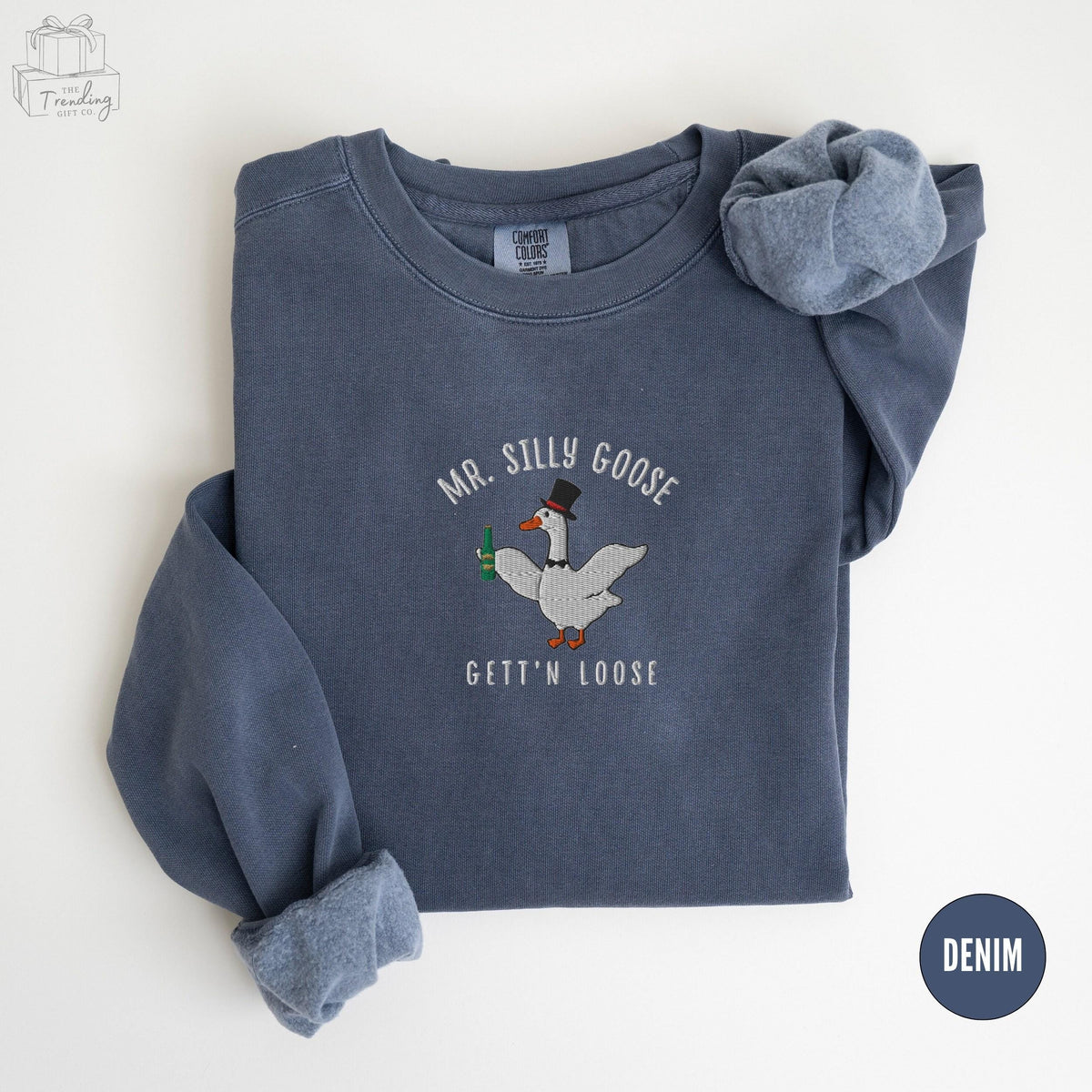 Embroidered Silly Goose Groom Sweatshirt Mr Goose Lover Wedding Gift for FianceMatching Couple Newlywed Gift Bachelor Party Crewneck Sweatshirt – Premium Graphic · Great Gift For Fans