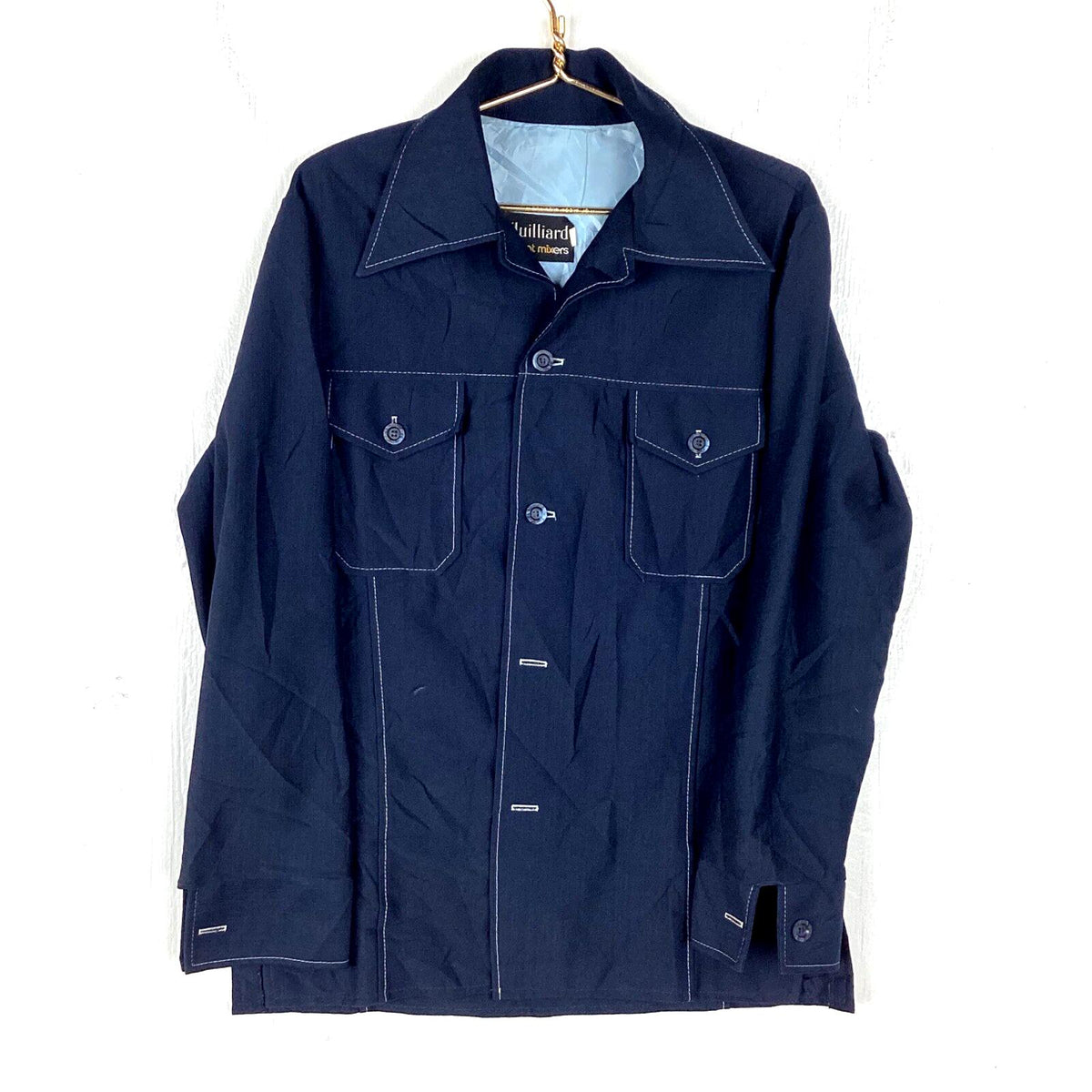 Vintage 1970s Shirt Size Large 44 Blue Long Sleeve Button Up Juilliard Graphic Tee – Premium Graphic · Trending Graphic Apparel