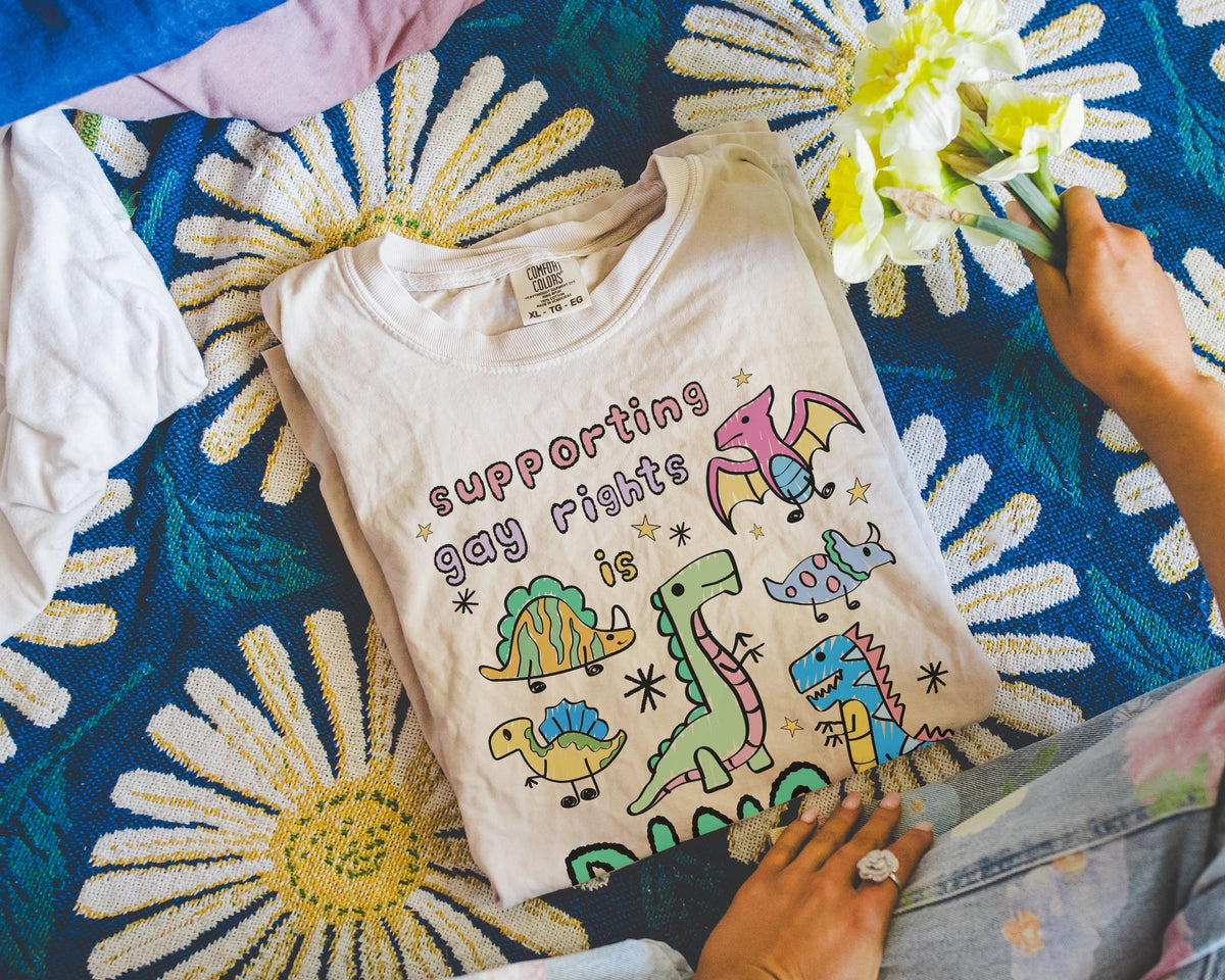 Support Gay Rights Tee Shirt for Dinosaur Lover Funny Doodle Aesthetic Dinosaur TShirt Equal Rights Cute Gay Pride Pro LGBTQ Tee Shirt Graphic Tee – Easygoing Wear · Must-Have Style