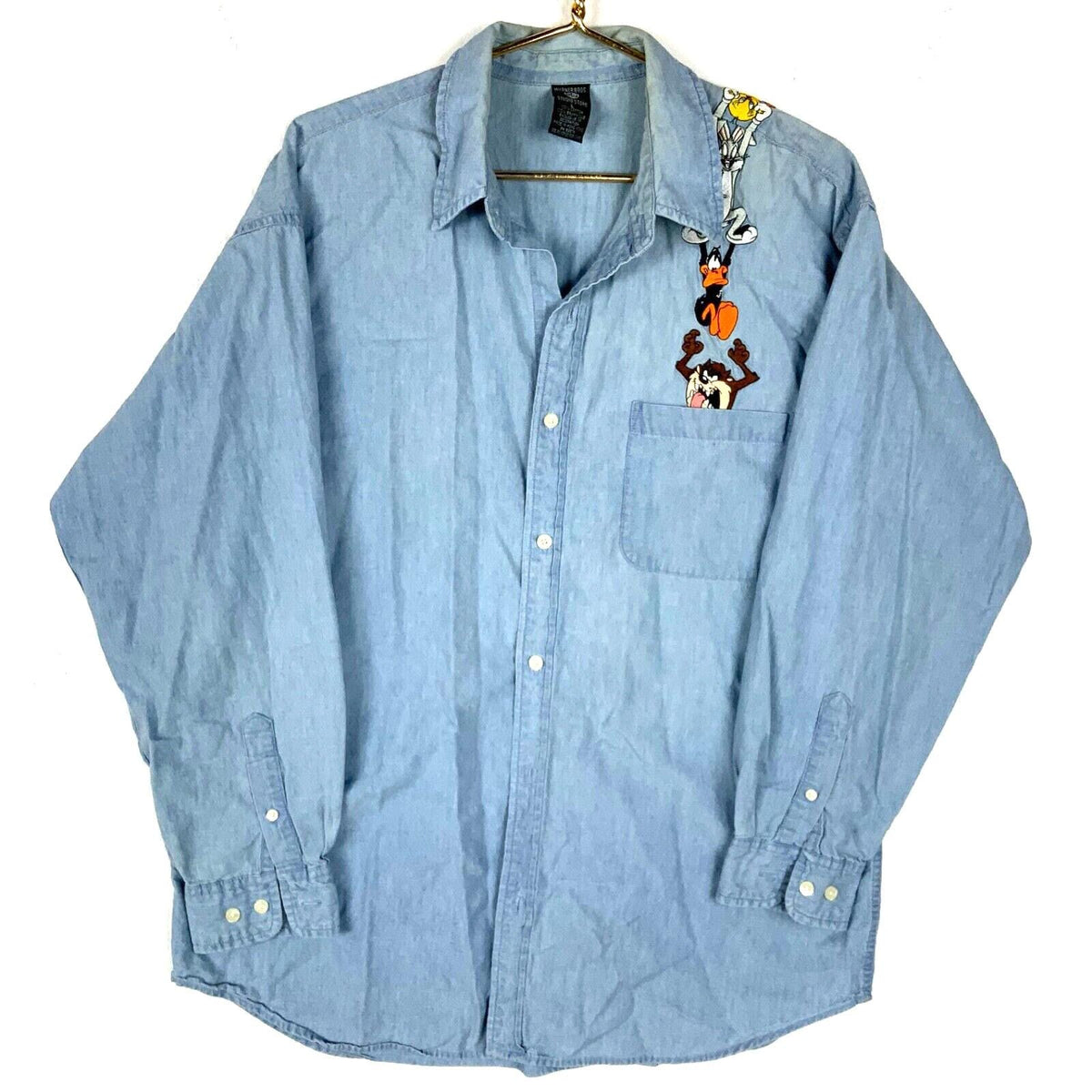 Vintage Looney Tunes Warner Bros Shirt Large Blue Long Sleeve Button Up Cartoon Graphic Tee – Everyday Comfort · Trending Graphic Apparel